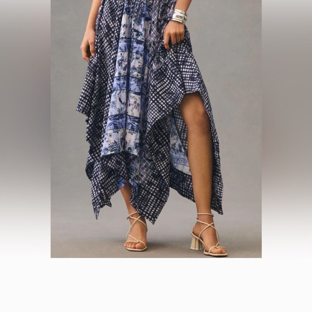 Pilcro Anthropologie Asymmetrical Floral Artsy High low Skirt Sz S